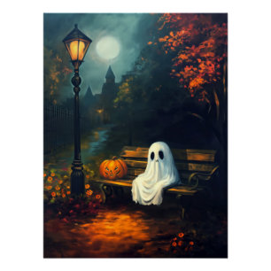 The October Companion Spooky Ghost & Pumpkin Poster