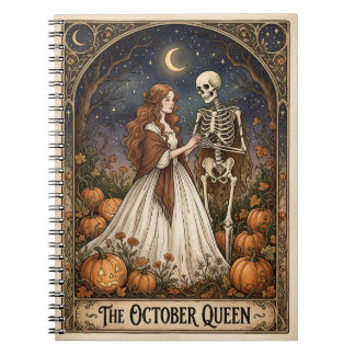 The October Queen Vintage Halloween Skeleton Tarot Notebook