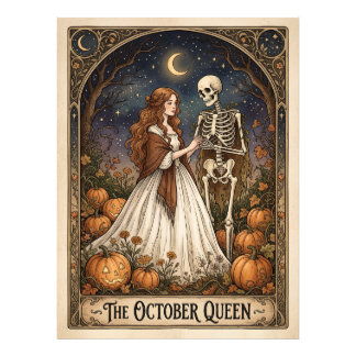 The October Queen Vintage Halloween Skeleton Tarot Photo Print