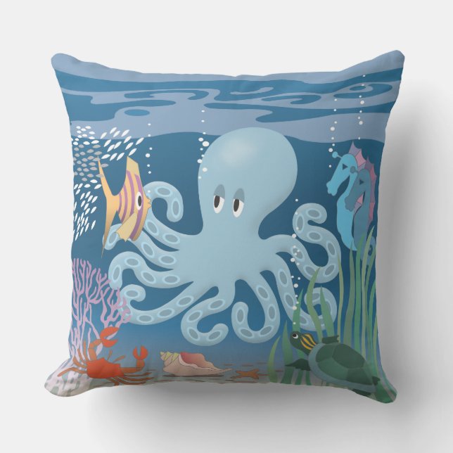The Octopus Throw Pillow 20x20 (Front)