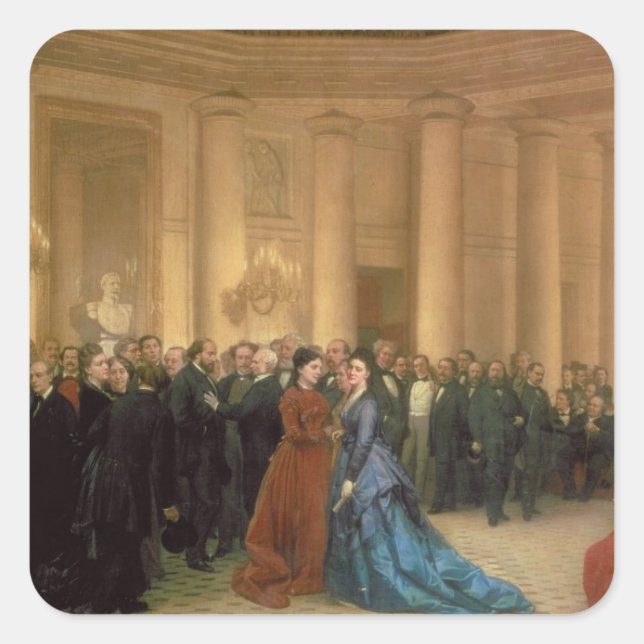 The Odeon Theatre, Paris, 1869 (oil on canvas) Square Sticker (Front)