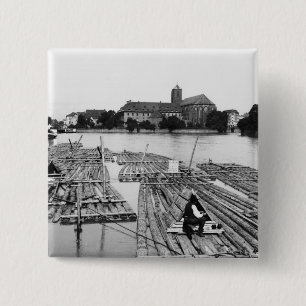 The Oder at Breslau Poland, c.1910 15 Cm Square Badge