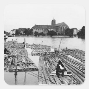 The Oder at Breslau  Poland, c.1910 Square Sticker