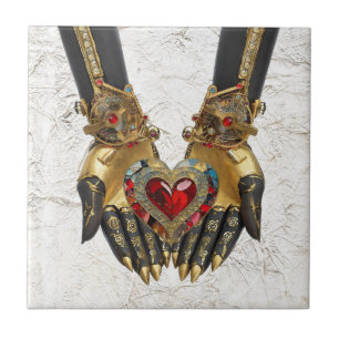 The Offering - Heart in Hands Ceramic Tile