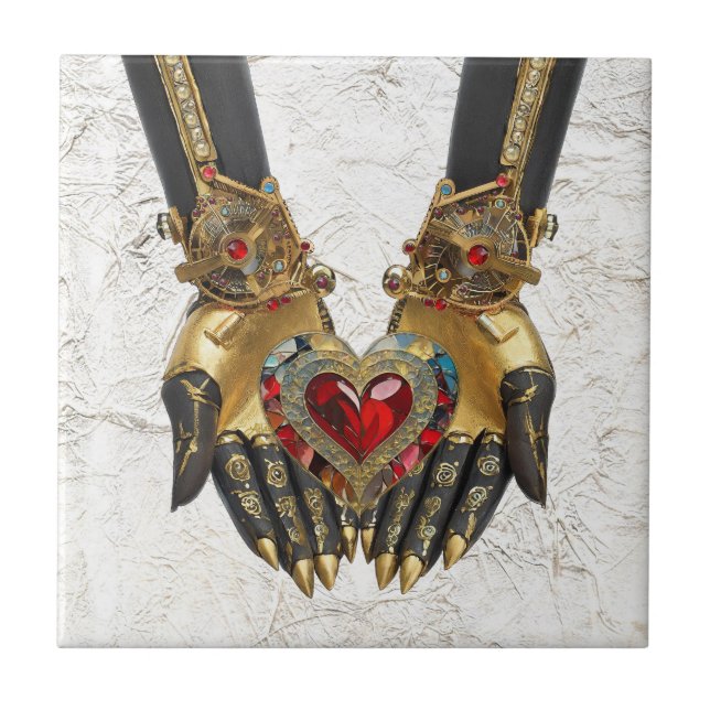 The Offering - Heart in Hands Ceramic Tile (Front)