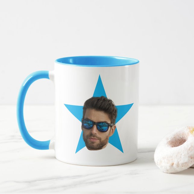 The Office TV Show Gifts Office Blue Star Face Mug (With Donut)