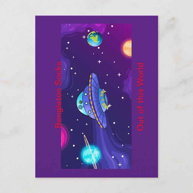 The Official "Bengleton Socks: Out of this World"  Postcard (Front)