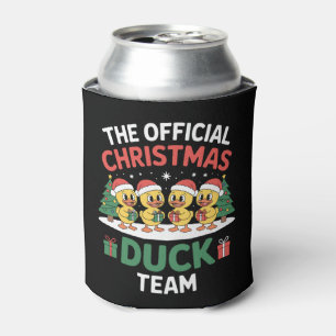 The Official Christmas Duck Team Santa Hat Xmas Can Cooler