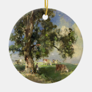 The Old Ash Tree (oil on canvas) Ceramic Ornament