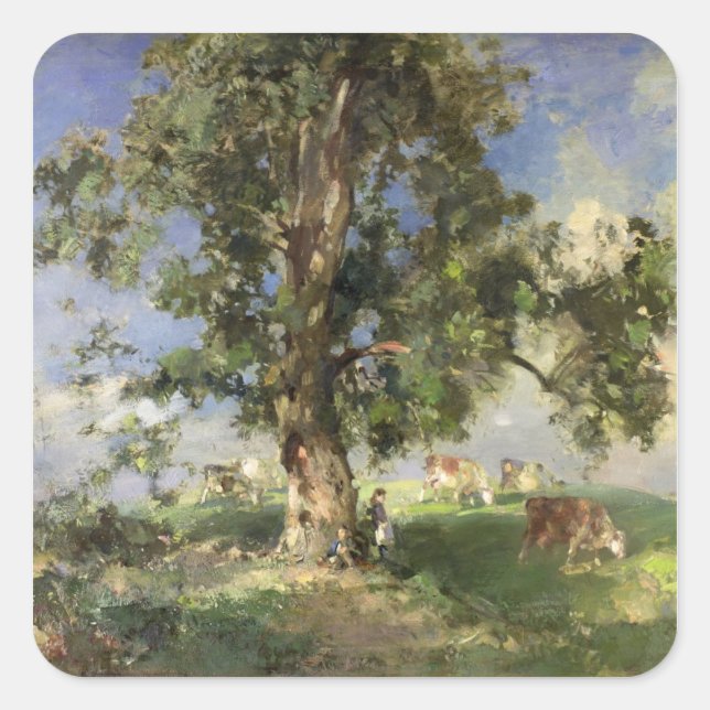 The Old Ash Tree (oil on canvas) Square Sticker (Front)