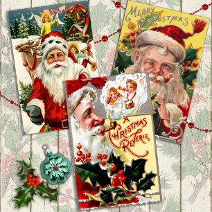 The Old-Fashioned Santa Set Wrapping Paper Sheet