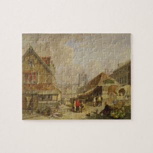 The Old Fishmarket, Norwich, 1825 (oil on panel) Jigsaw Puzzle