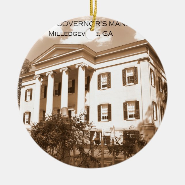 The Old Governor's Mansion, Milledgeville, Georgia Ceramic Tree Decoration (Front)