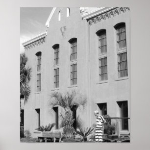 The Old Jail St. Augustine Florida B&W Photo Poster