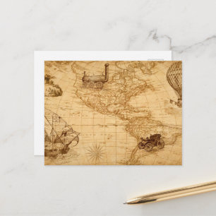 The old map of the united states postcard