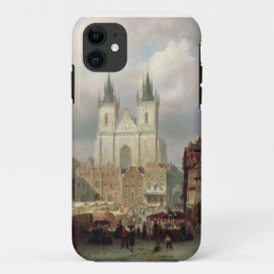 The Old Market Place at Prague, 1881 (oil on canva iPhone 11 Case