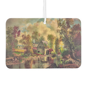 The old mill stream painting car air freshener