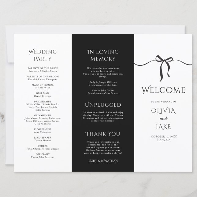 The Old Money Luxury Tri-fold Wedding Program (Front)