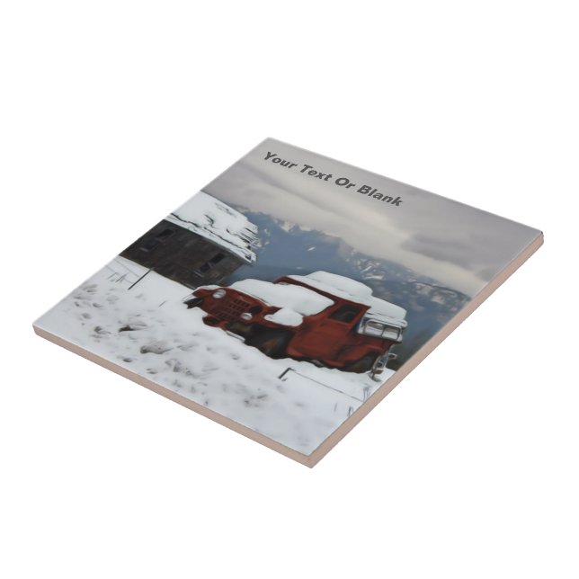 The Old Red Truck Ceramic Tile (Side)