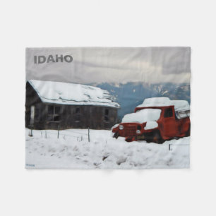 The Old Red Truck Fleece Blanket