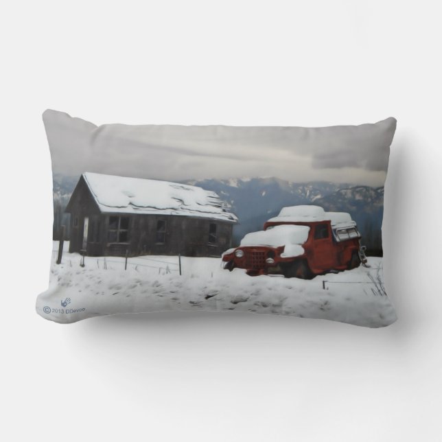 The Old Red Truck Lumbar Cushion (Front)