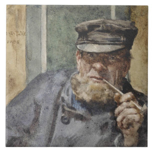 The Old Sea Dog (by Henry Scott Tuke) Ceramic Tile
