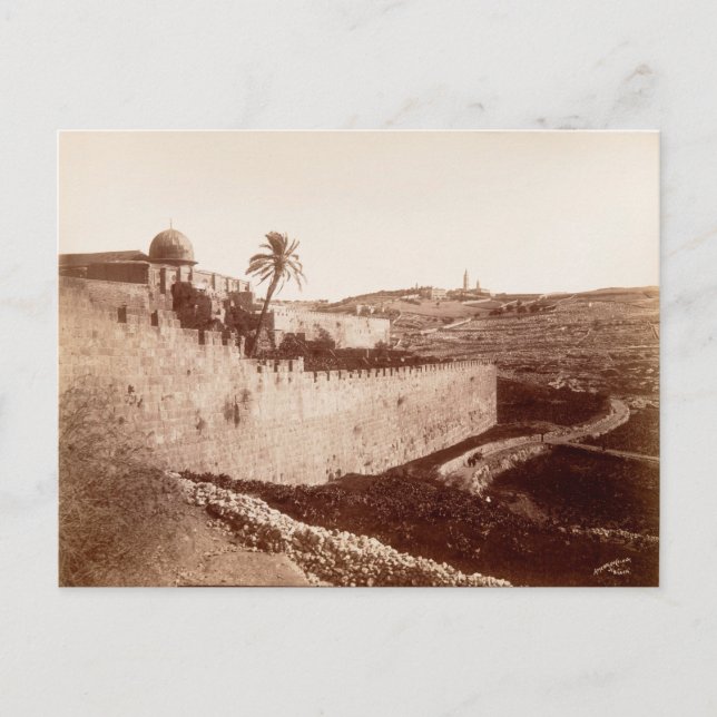 The old walls of Jerusalem and the Mount of Olives Postcard (Front)