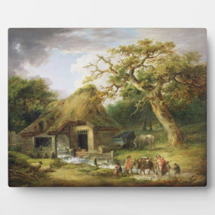 The Old Water Mill, 1790 (oil on canvas) Plaque