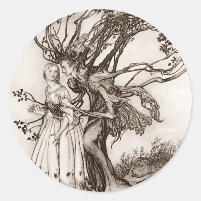 The Old Woman In The Wood By Arthur Rackham Classic Round Sticker (Front)