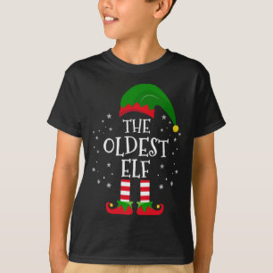 The Oldest Elf Matching Family Christmas Party Paj T-Shirt