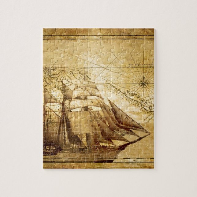 The Oldest World Map Ship Jigsaw Puzzle (Vertical)