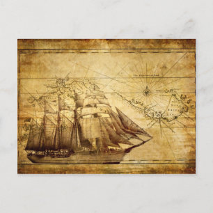 The Oldest World Map Ship Postcard