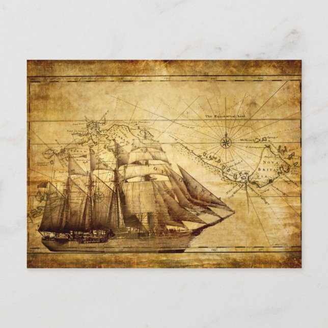 The Oldest World Map Ship Postcard (Front)
