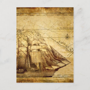The Oldest World Map Ship Postcard