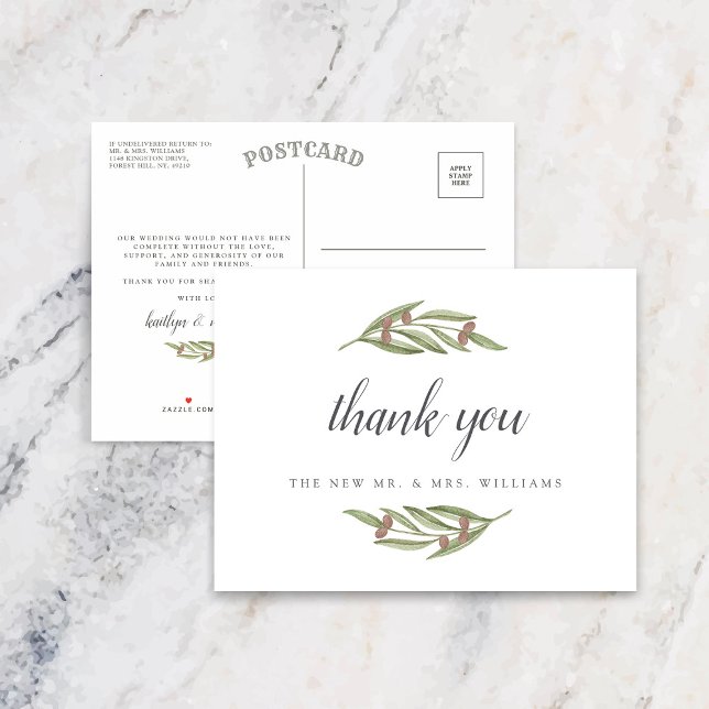 The Olive Branch Wedding Collection Announcement Postcard (Creator Uploaded)