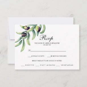 The Olive Grove wedding RSVP with MEAL CHOICE Card