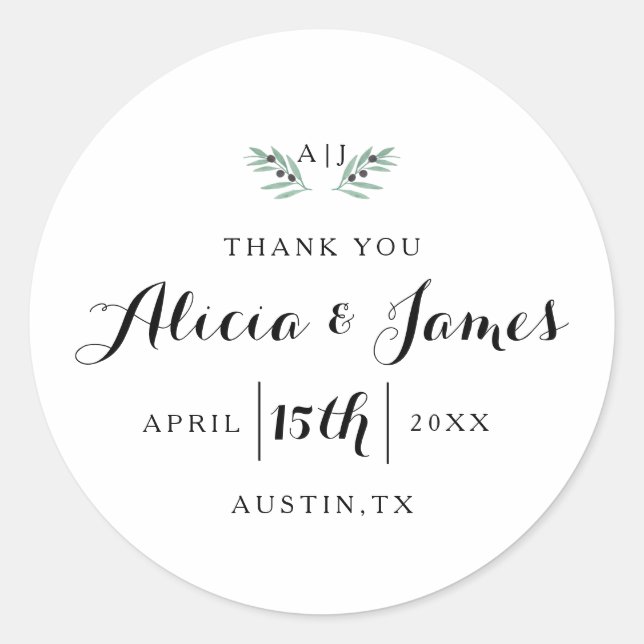 The Olive Spring Wedding Sticker (Front)