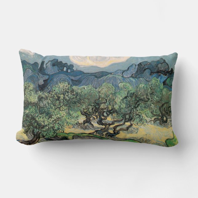 The Olive Trees,1889, by Vincent van Gogh Lumbar Cushion (Front)