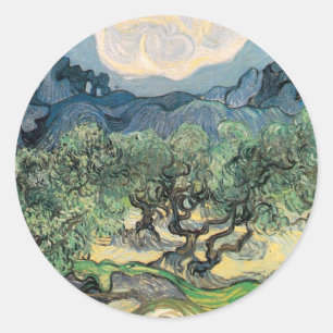 the olive trees,1889, Vincent van Gogh Classic Round Sticker