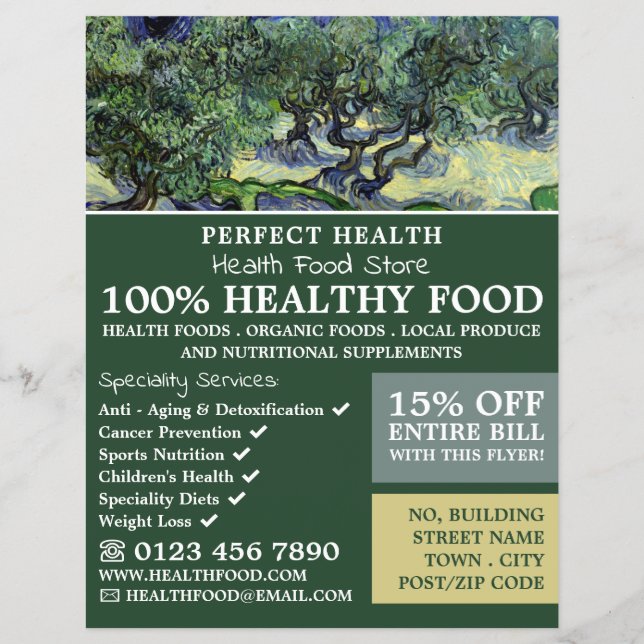 The Olive Trees, Van Gogh, Health Food Store Flyer (Front)