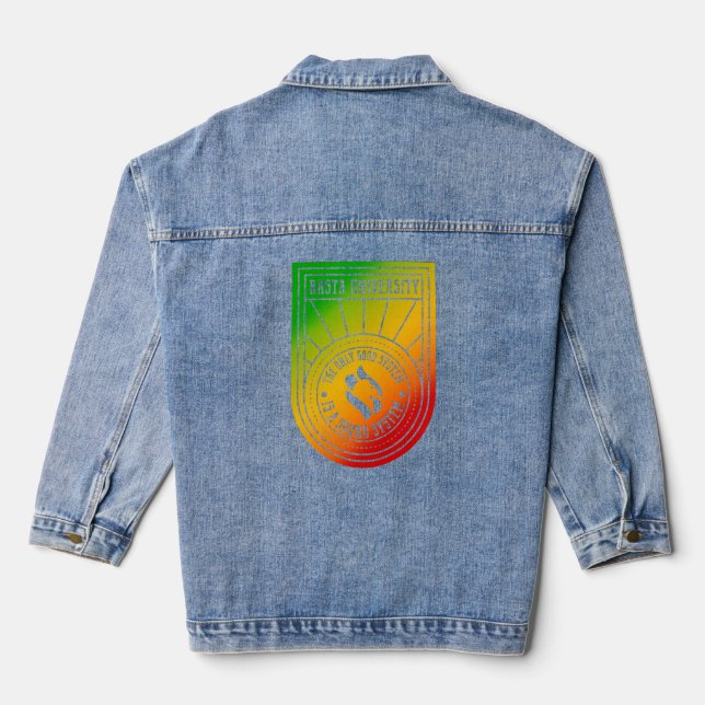 The Only Good System is a Sound System Reggae Denim Jacket (Back)