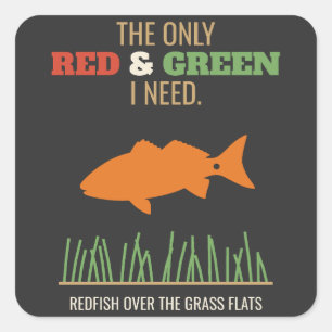 The Only Red and Green I Need, Redfish Christmas F Square Sticker