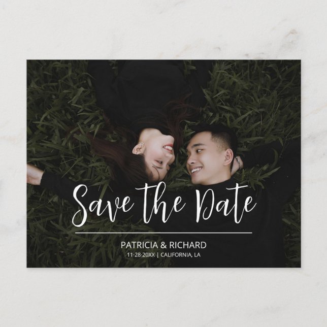 The only simple script Wedding Save The Date Photo Postcard (Front)