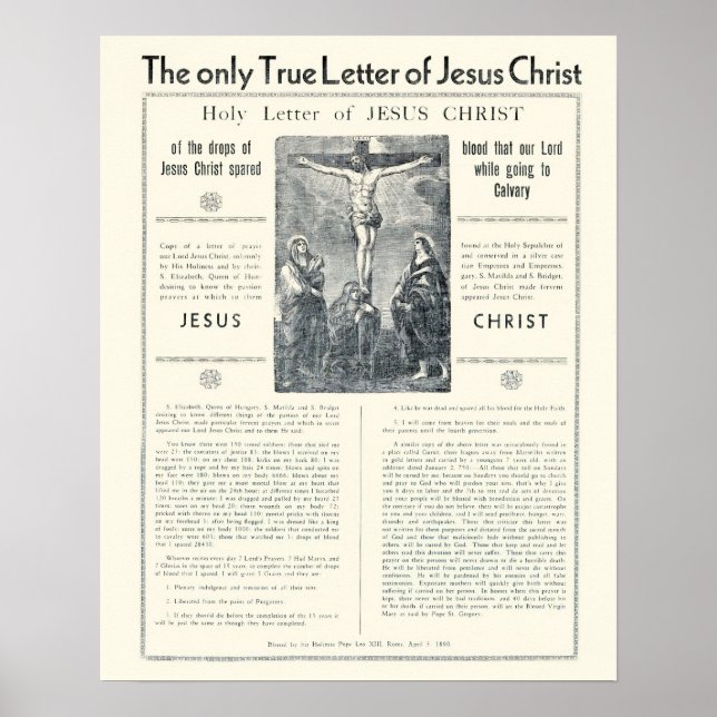 The Only True Letter of Jesus Christ Poster (Front)