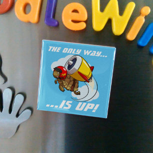 The Only Way Is Up! Motivational Tortoise Cartoon Magnet