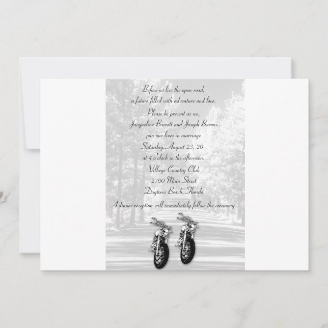 The Open Road Motorcycle Wedding Invitations (Front)