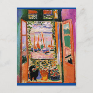 The Open Window with Black Cat Parody Postcard