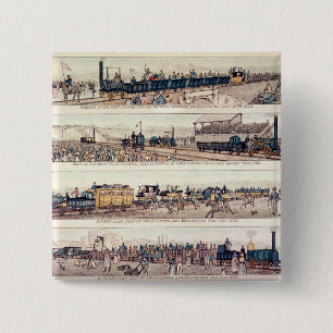 The opening of Stockton and Darlington 15 Cm Square Badge