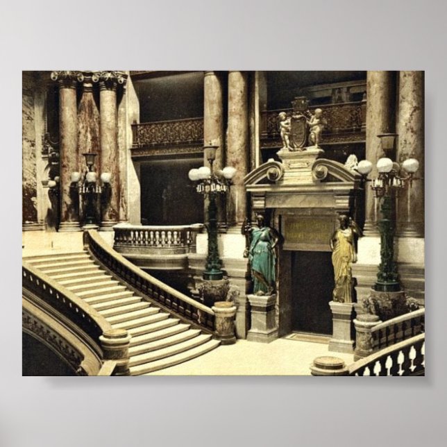 The Opera House, the grand staircase, Paris, Franc Poster (Front)