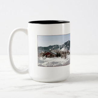 The Opera House with Snow Sculptures Two-Tone Coffee Mug